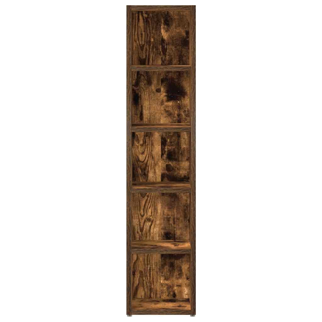 CD-skap 2 stk røkt eik 21x16x93,5 cm konstruert tre
