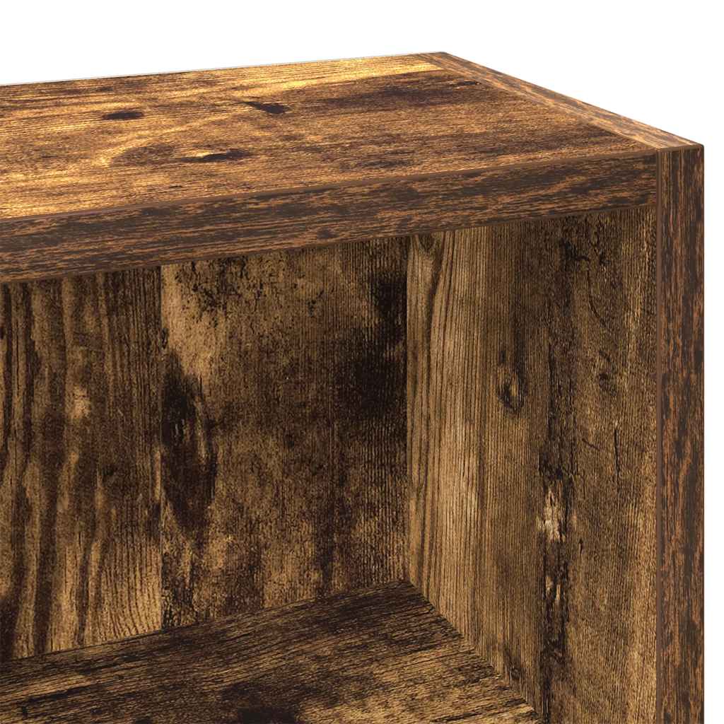 CD-skap 2 stk røkt eik 21x16x93,5 cm konstruert tre