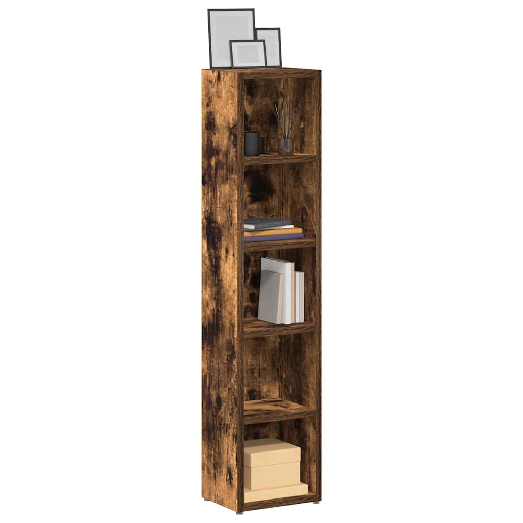 CD-skap 2 stk røkt eik 21x16x93,5 cm konstruert tre