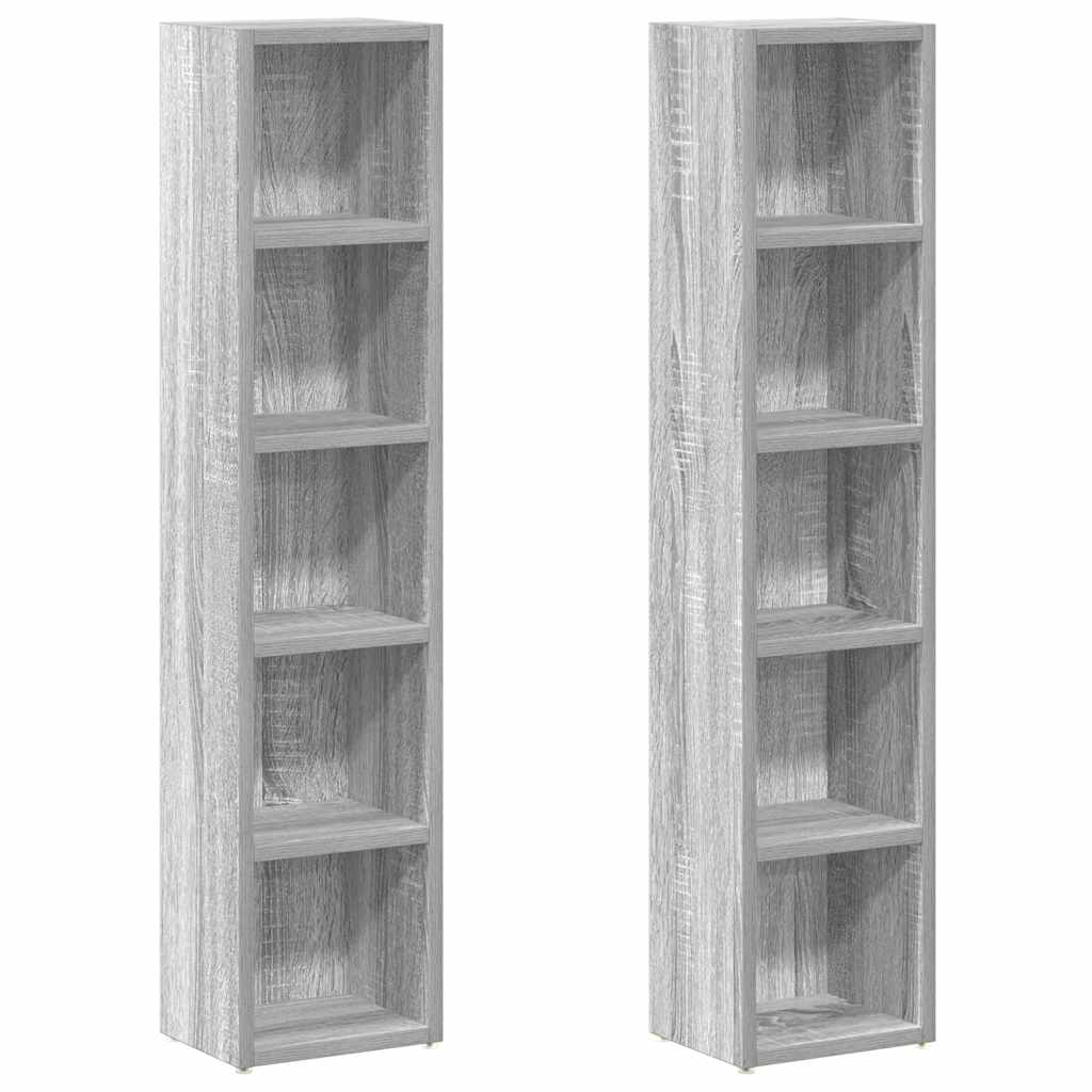 CD-skap 2 stk grå sonoma 21x16x93,5 cm konstruert tre