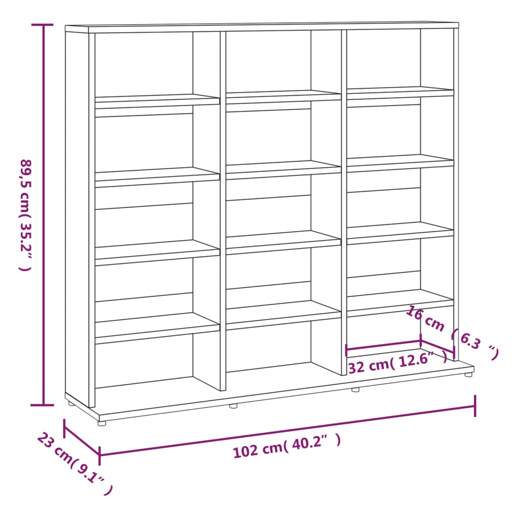 CD-skap røkt eik 102x23x89,5 cm konstruert tre