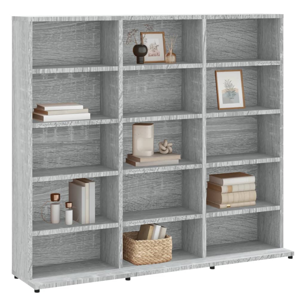CD-skap grå sonoma 102x23x89,5 cm konstruert tre