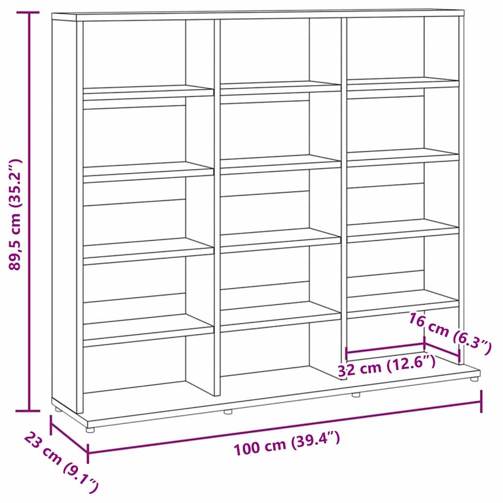 CD-skap brun eik 102x23x89,5 cm konstruert tre