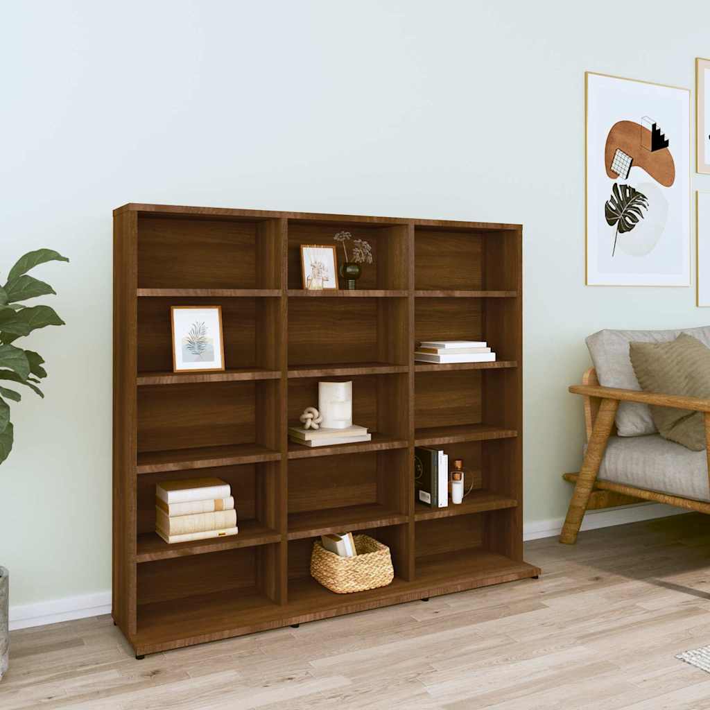 CD-skap brun eik 102x23x89,5 cm konstruert tre