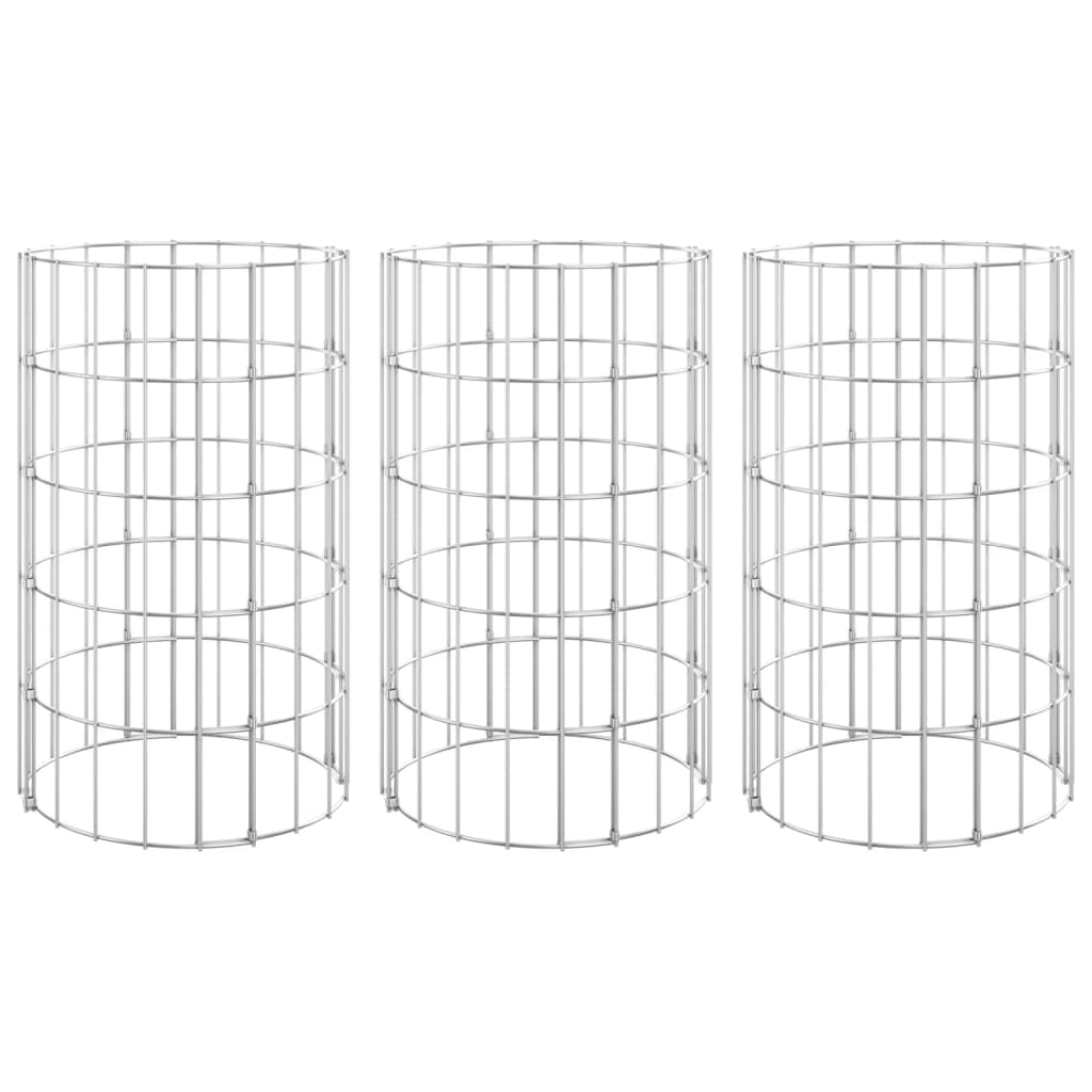 Sirkulær gabion høybed 3 stk galvanisert stål Ø30x50 cm