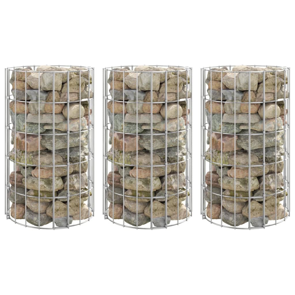 Sirkulær gabion høybed 3 stk galvanisert stål Ø30x50 cm