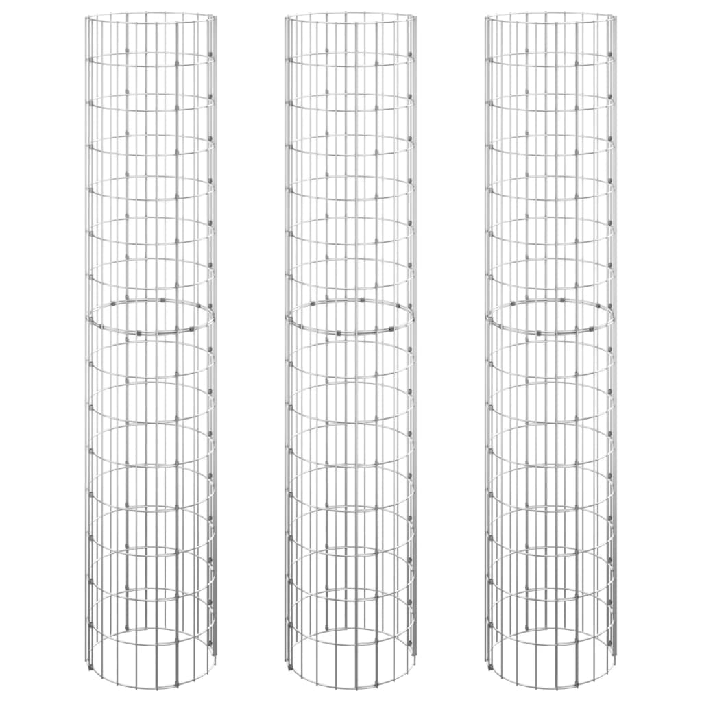 Sirkulær gabion høybed 3 stk galvanisert stål Ø30x150 cm