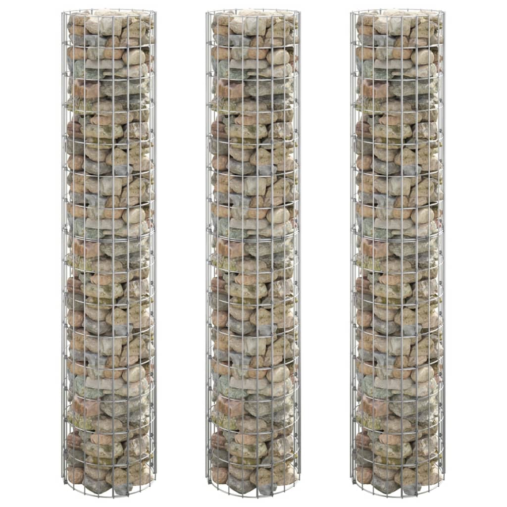 Sirkulær gabion høybed 3 stk galvanisert stål Ø30x150 cm