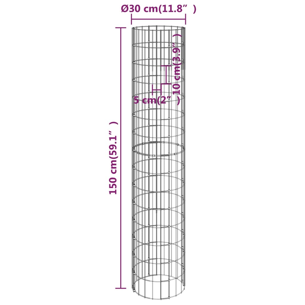 Sirkulær gabion høybed 4 stk Ø30x50/100/150/200 cm