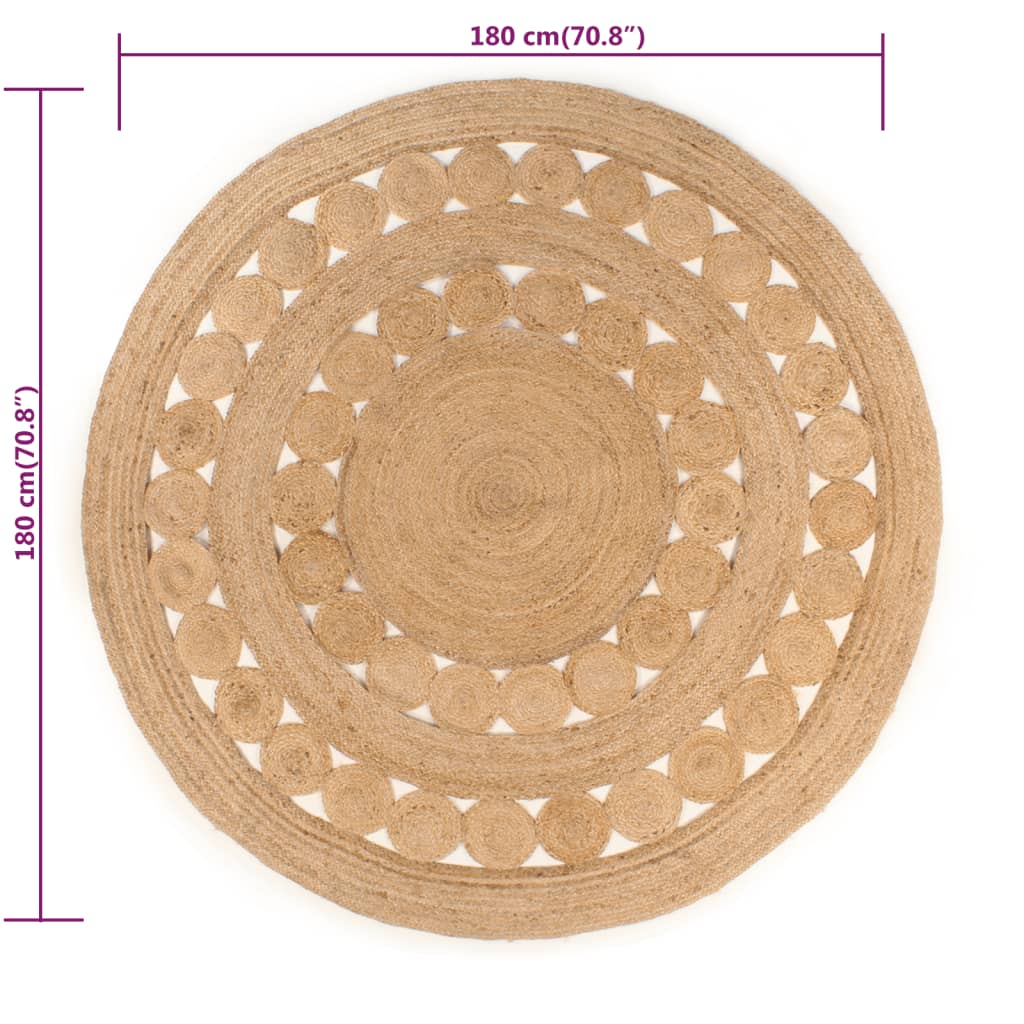 Matte flettet jute 180 cm rund