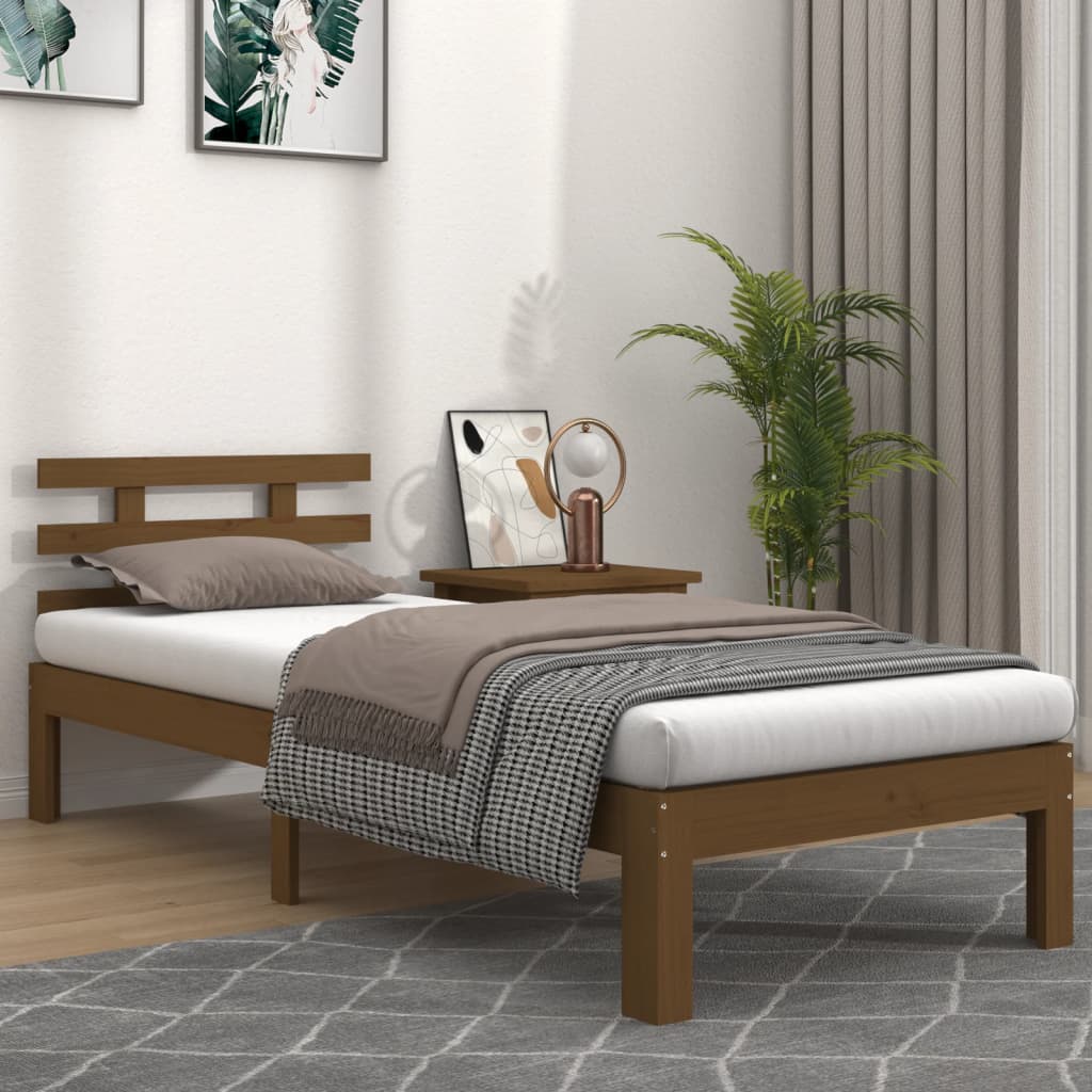 Sengeramme honningbrun heltre 100x200 cm