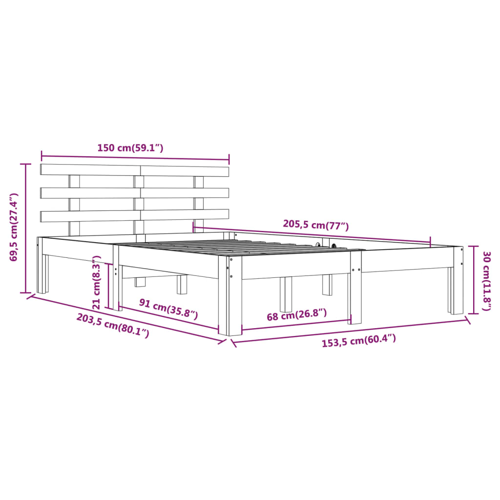 Sengeramme heltre 150x200 cm 5FT King Size