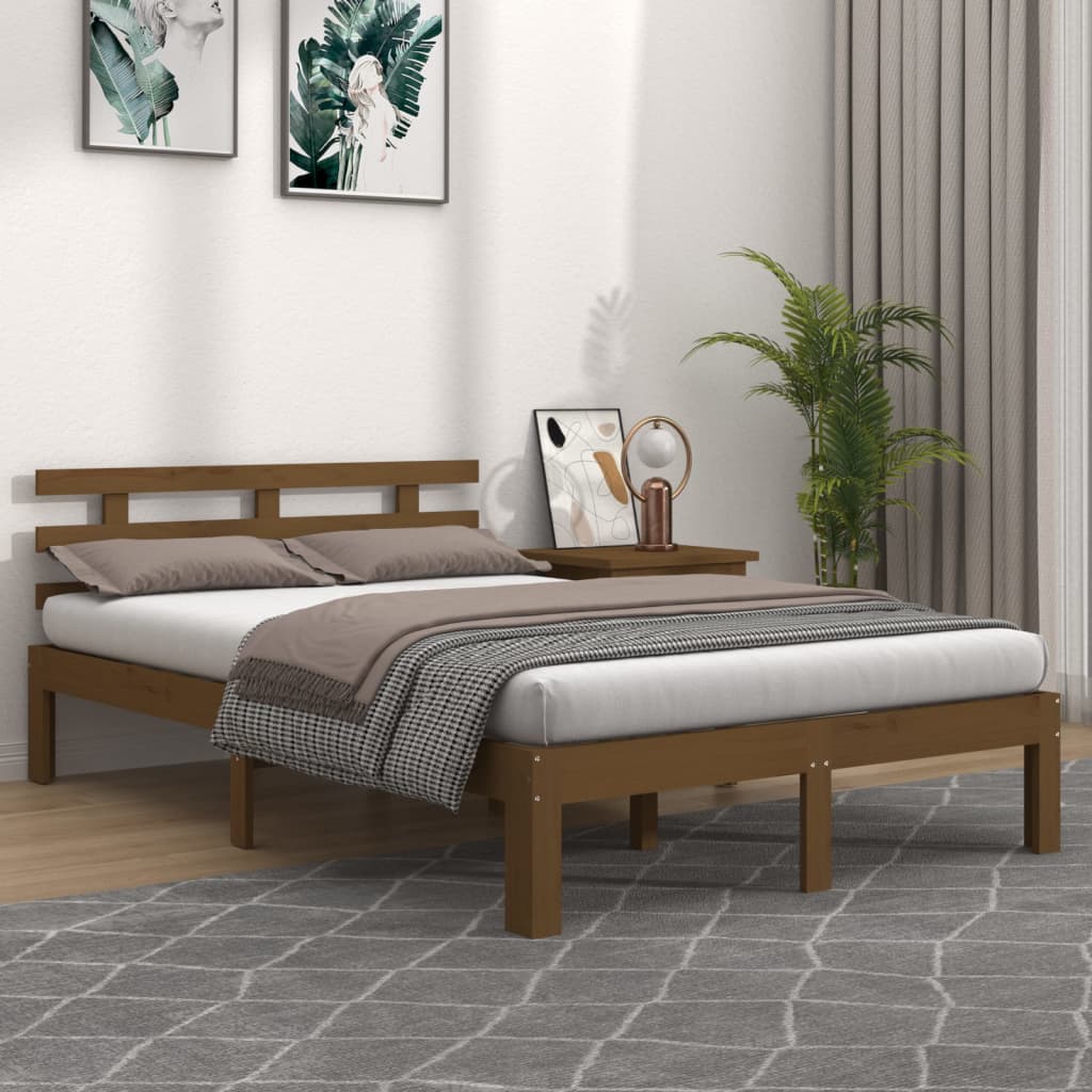 Sengeramme honningbrun heltre 150x200 cm King Size
