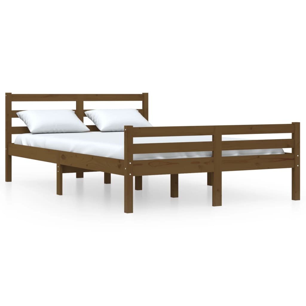 Sengeramme honningbrun heltre 120x190 cm grå 4FT Small Double