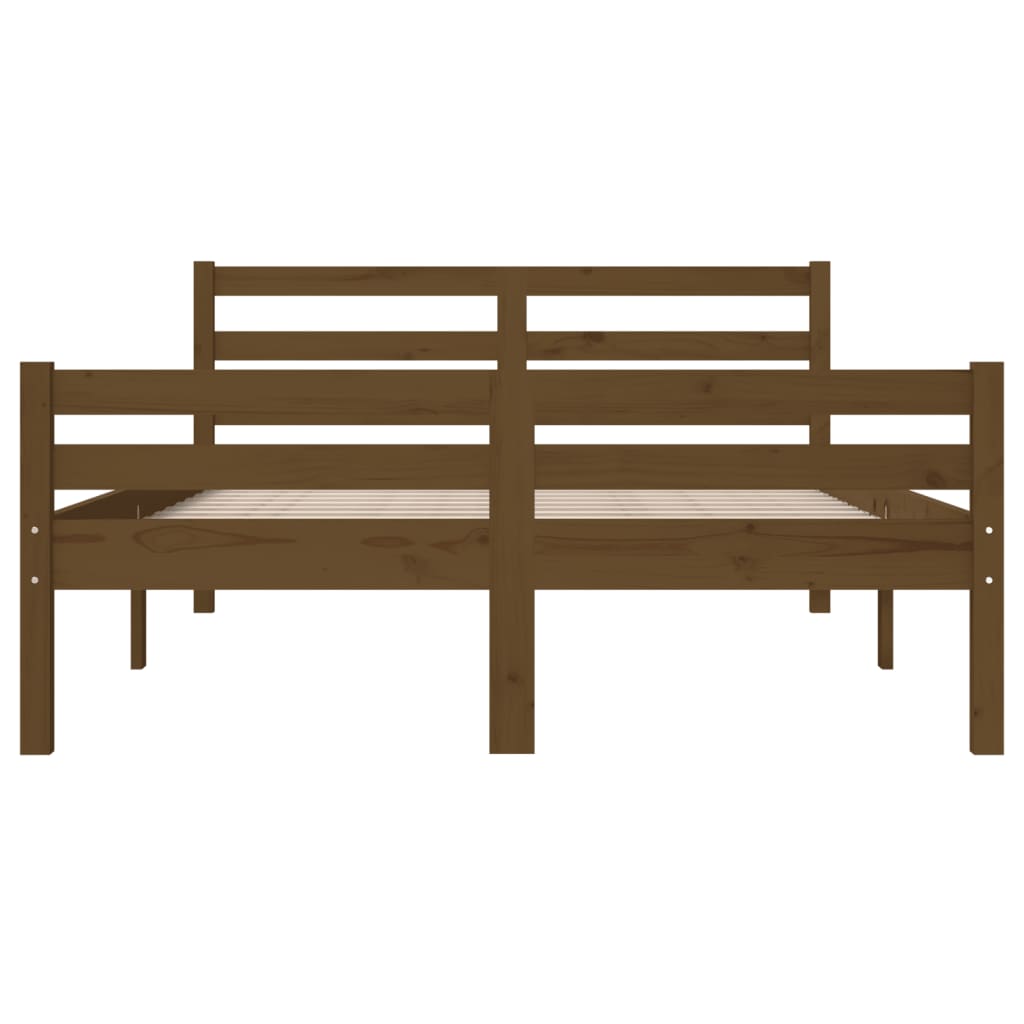 Sengeramme honningbrun heltre 120x190 cm grå 4FT Small Double