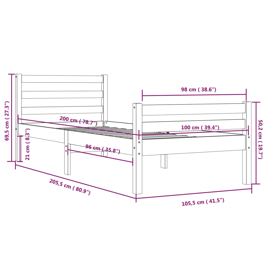 Sengeramme heltre 100x200 cm