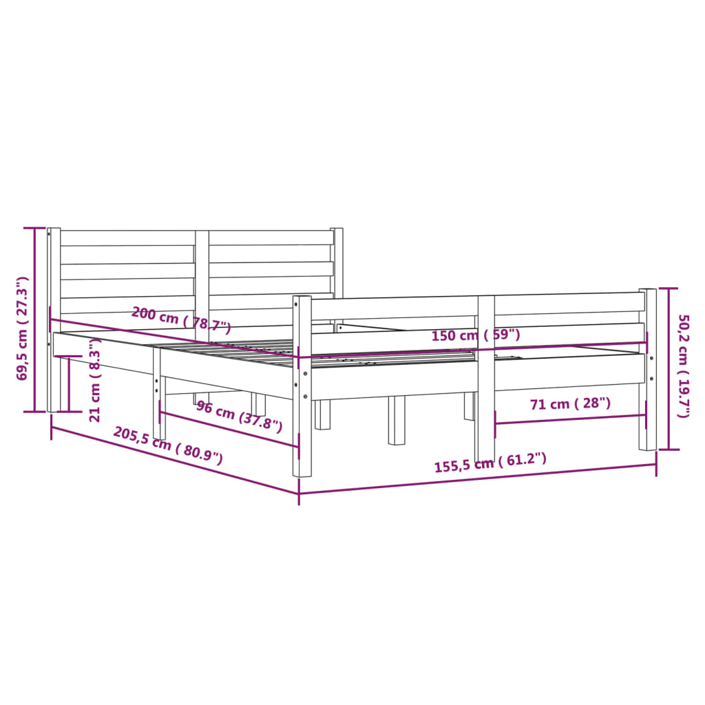 Sengeramme heltre 150x200 cm 5FT King Size