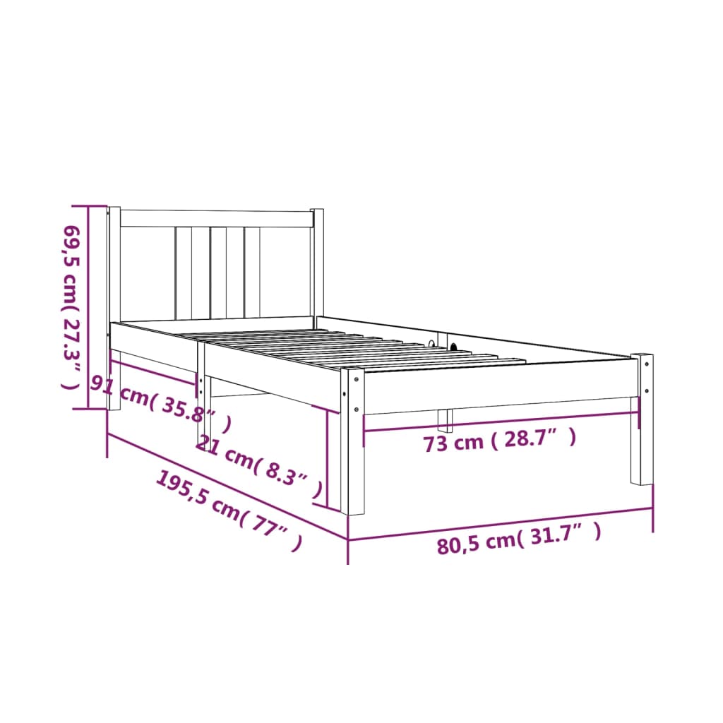 Sengeramme heltre 75x190 cm