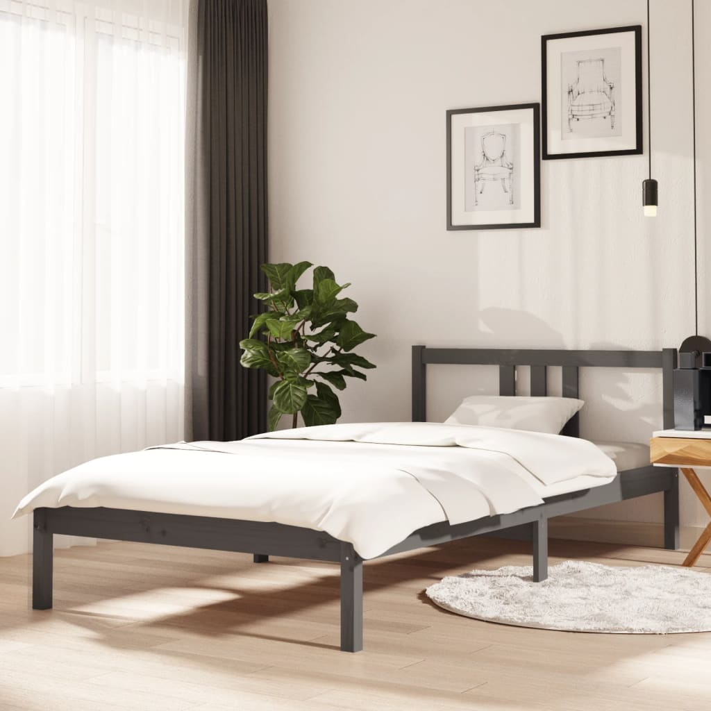 Sengeramme grå heltre furu 100x200 cm