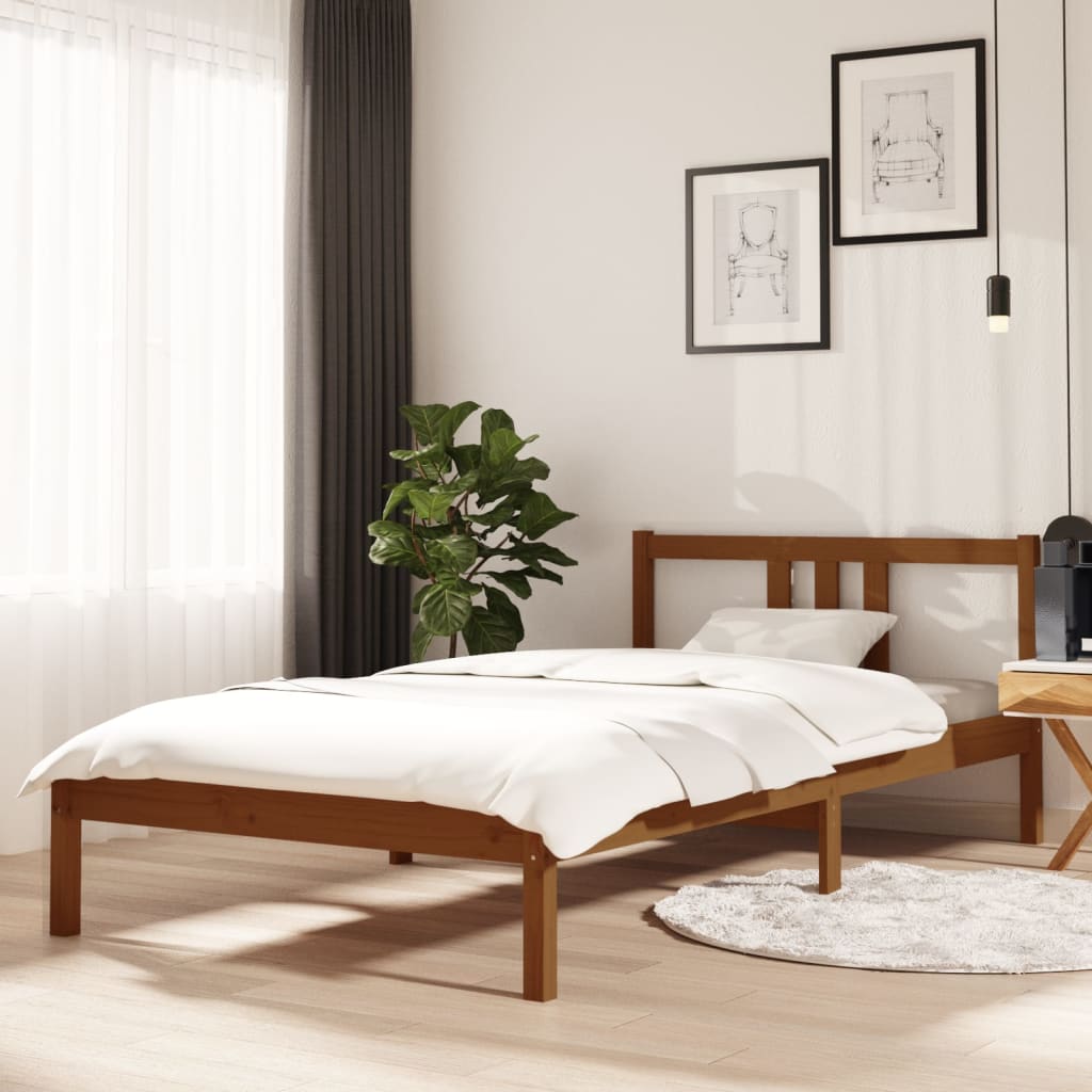 Sengeramme honningbrun heltre 100x200 cm