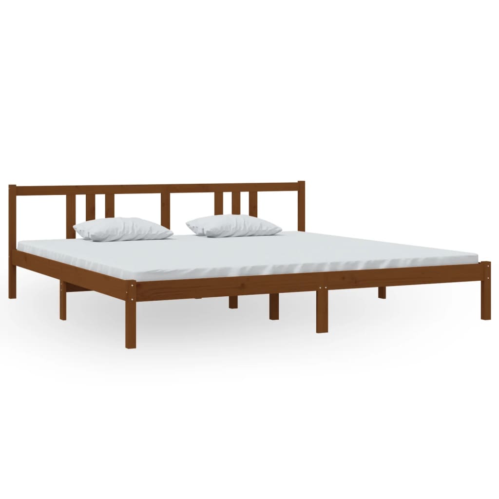 Sengeramme honningbrun heltre 200x200 cm