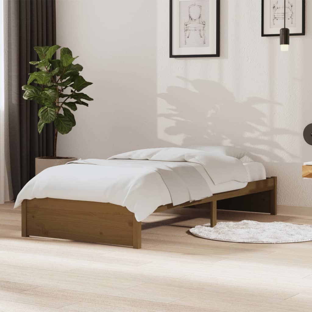 Sengeramme honningbrun heltre 90x190 cm Single