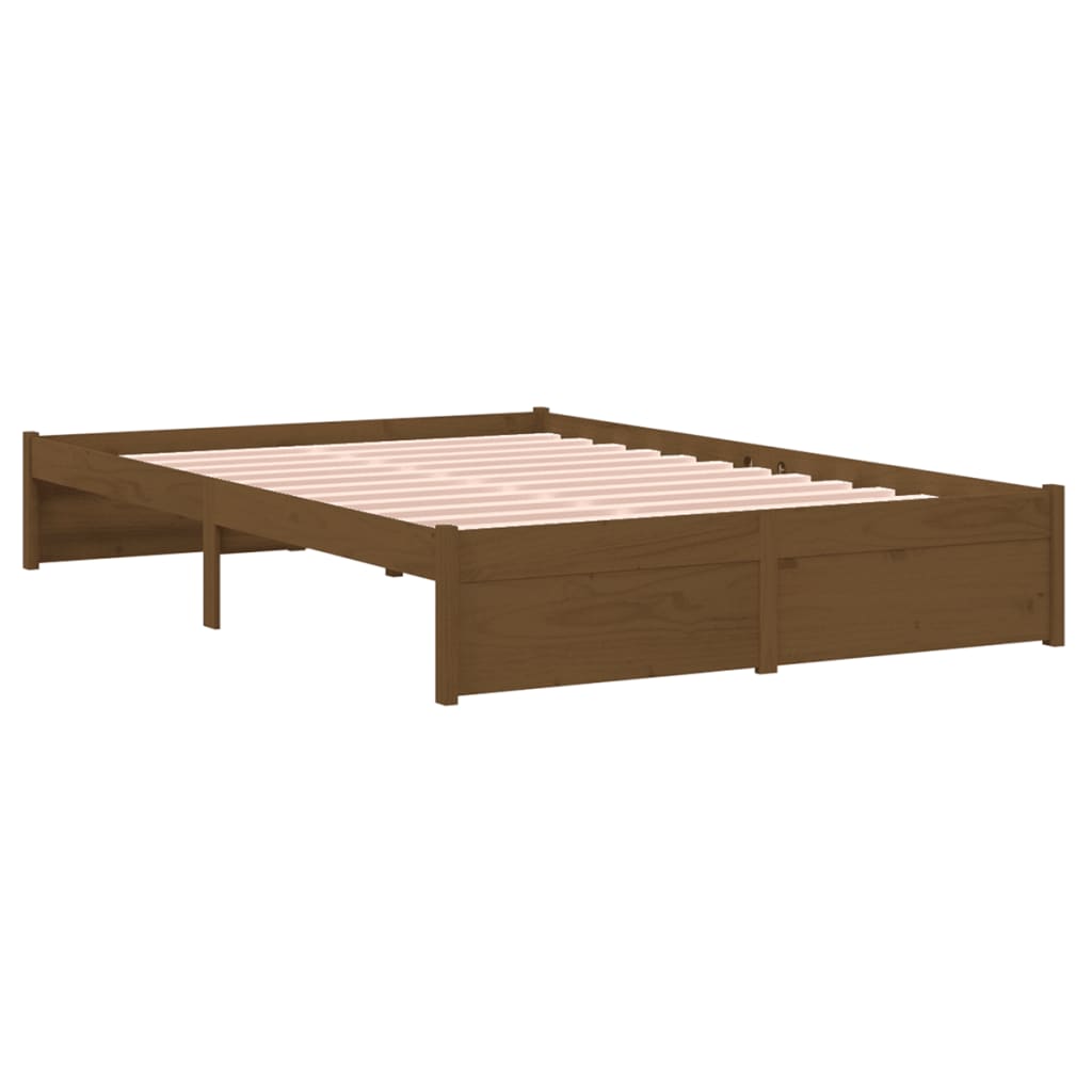 Sengeramme honningbrun heltre 120x190 cm grå 4FT Small Double