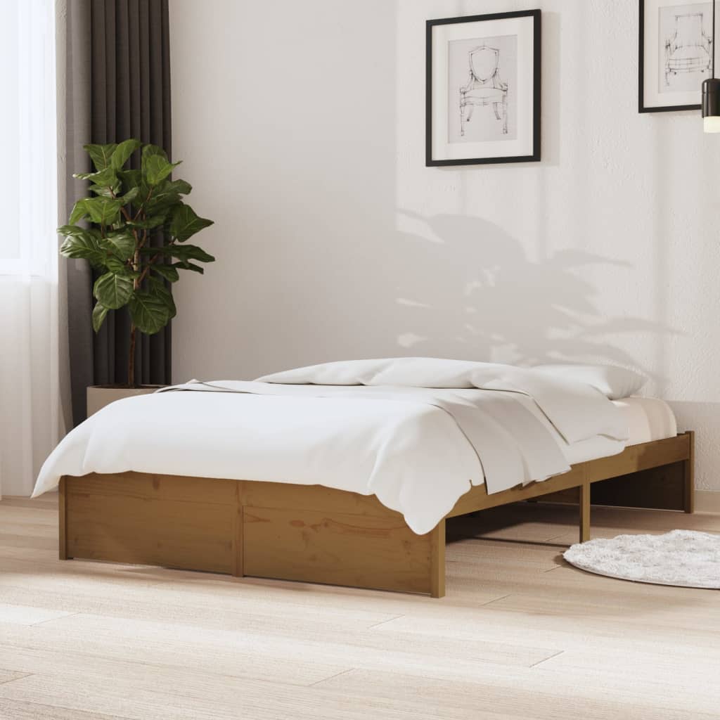 Sengeramme honningbrun heltre 120x190 cm grå 4FT Small Double