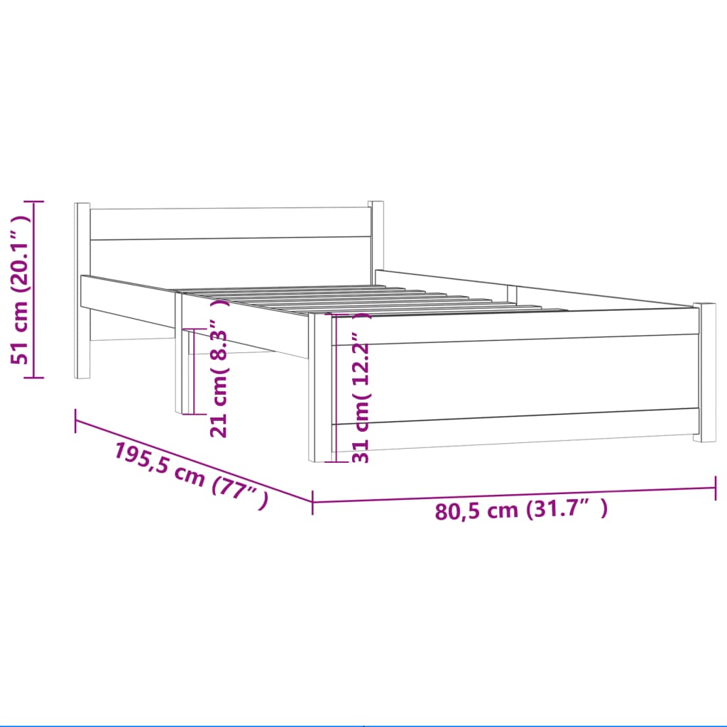 Sengeramme heltre 75x190 cm