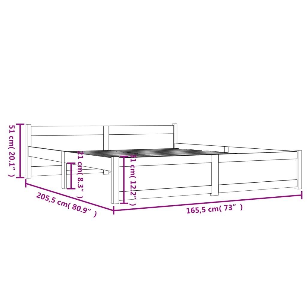 Sengeramme hvit heltre 160x200 cm