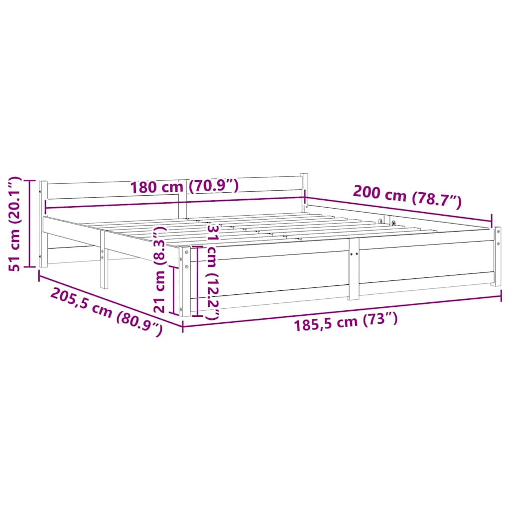Sengeramme heltre 180x200 cm Super King