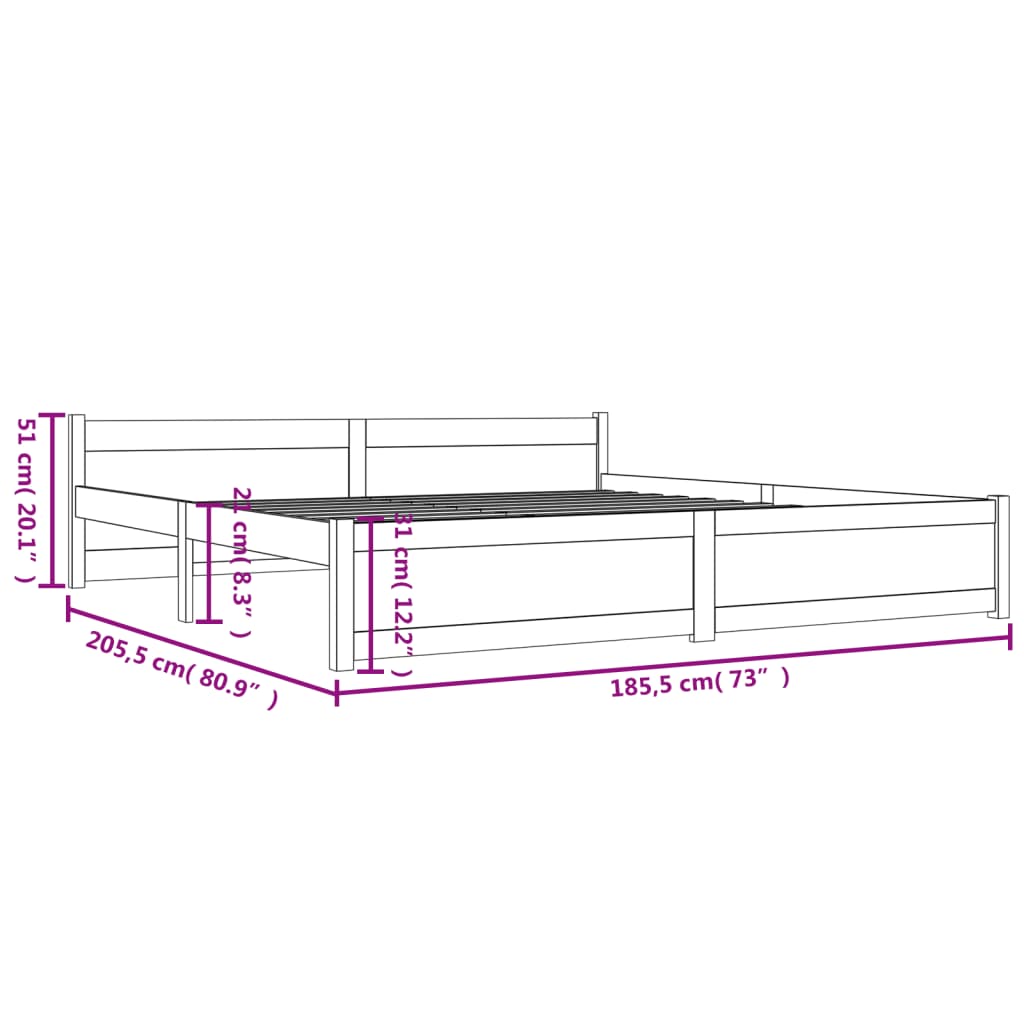 Sengeramme hvit heltre 180x200 cm Super King