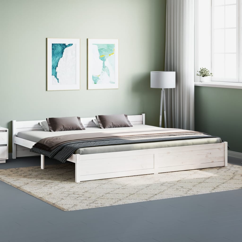 Sengeramme hvit heltre 200x200 cm