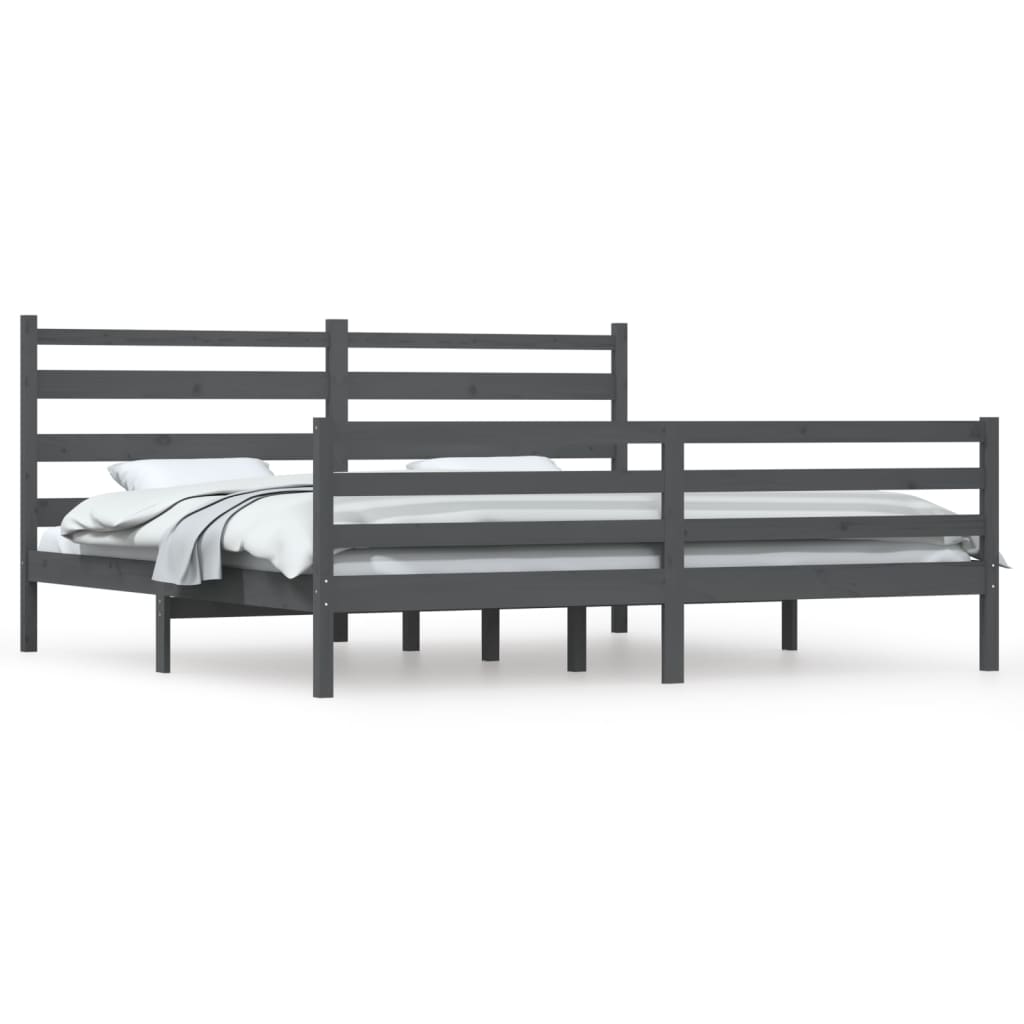 Sengeramme heltre furu 200x200 cm grå