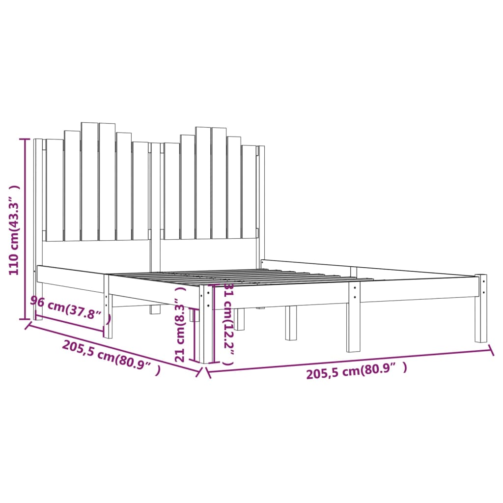 Sengeramme heltre furu 200x200 cm