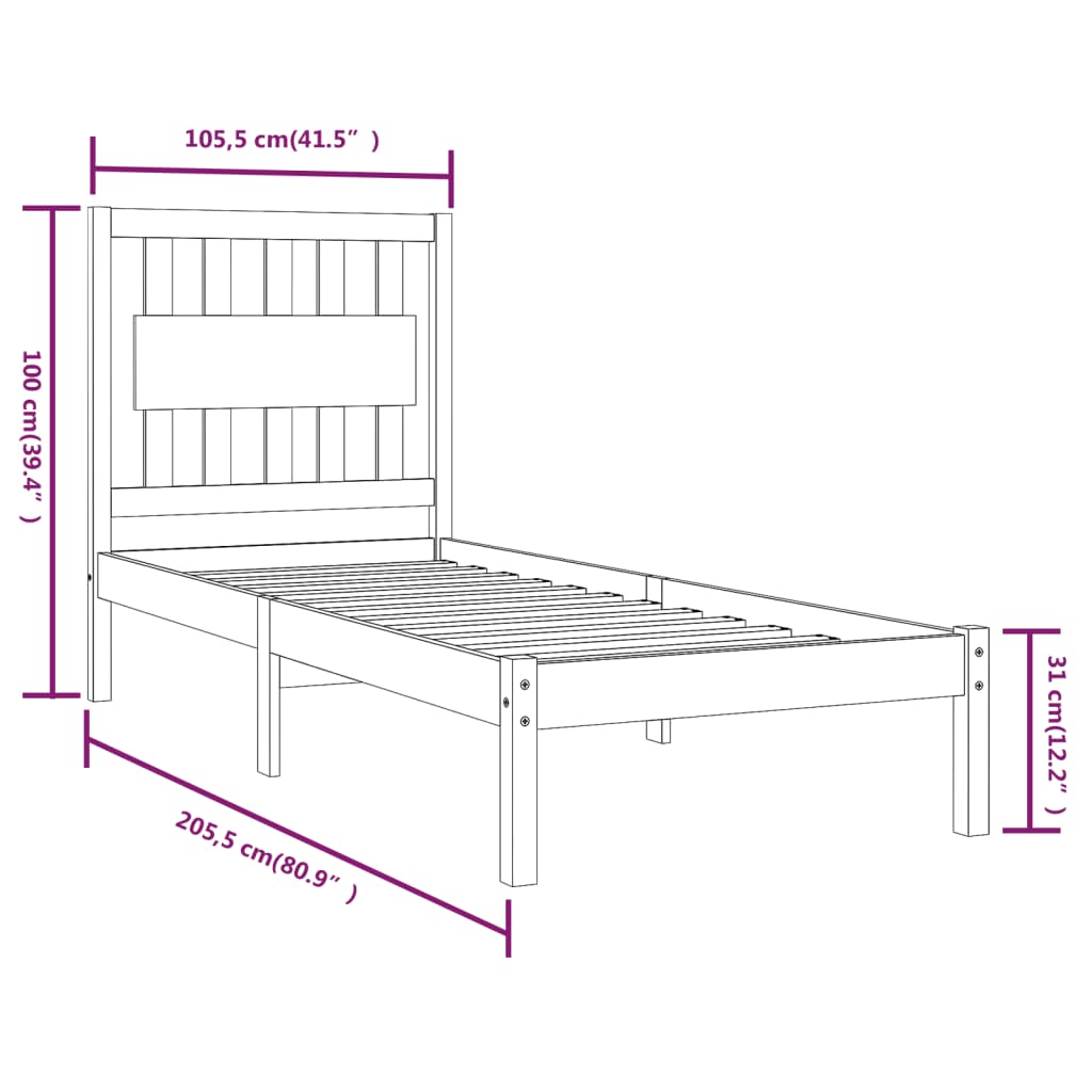 Sengeramme heltre furu 100x200 cm