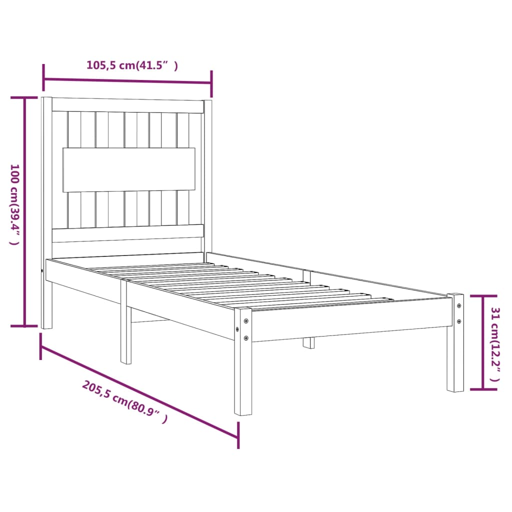 Sengeramme honningbrun heltre furu 100x200 cm