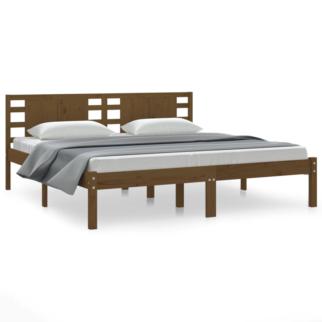 Sengeramme honningbrun heltre furu 200x200 cm