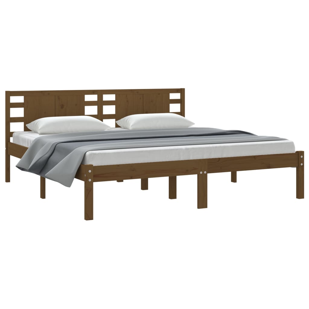 Sengeramme honningbrun heltre furu 200x200 cm