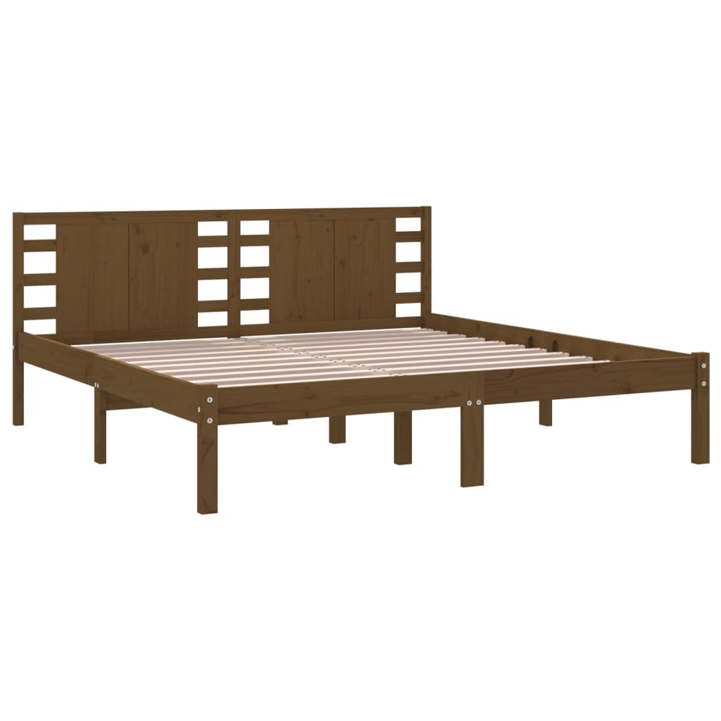 Sengeramme honningbrun heltre furu 200x200 cm