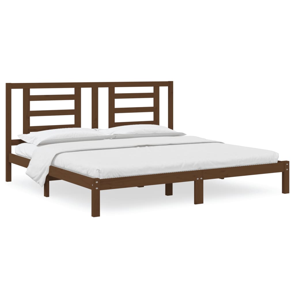 Sengeramme honningbrun heltre furu 200x200 cm