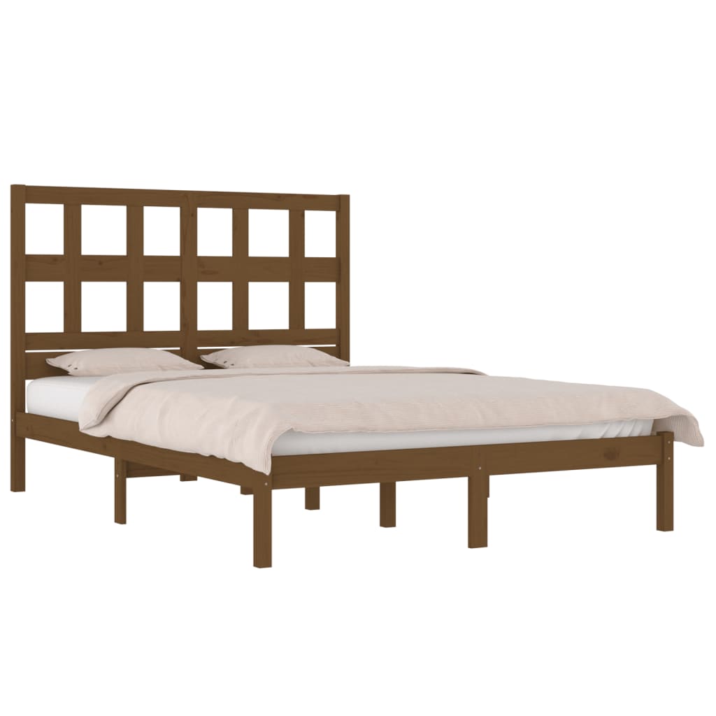 Sengeramme honningbrun heltre furu 200x200 cm