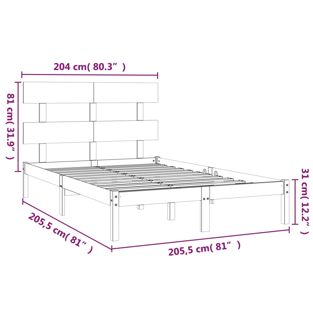 Sengeramme honningbrun heltre200x200 cm