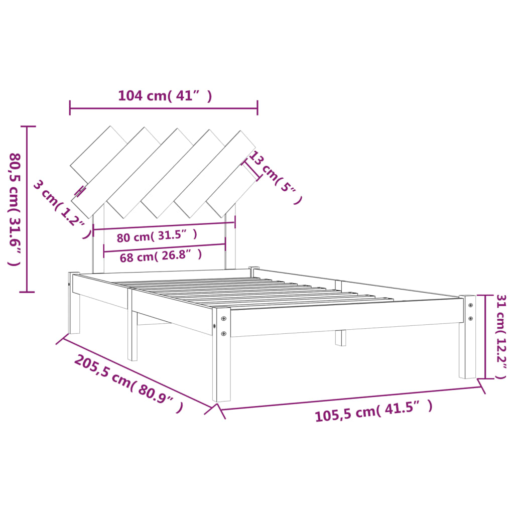 Sengeramme honningbrun 100x200 cm heltre