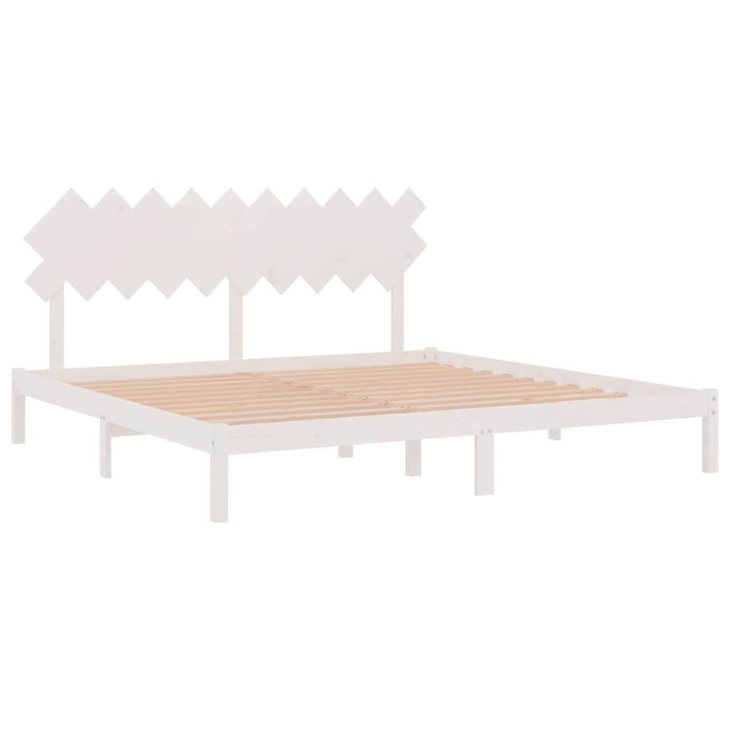 Sengeramme hvit 200x200 cm heltre