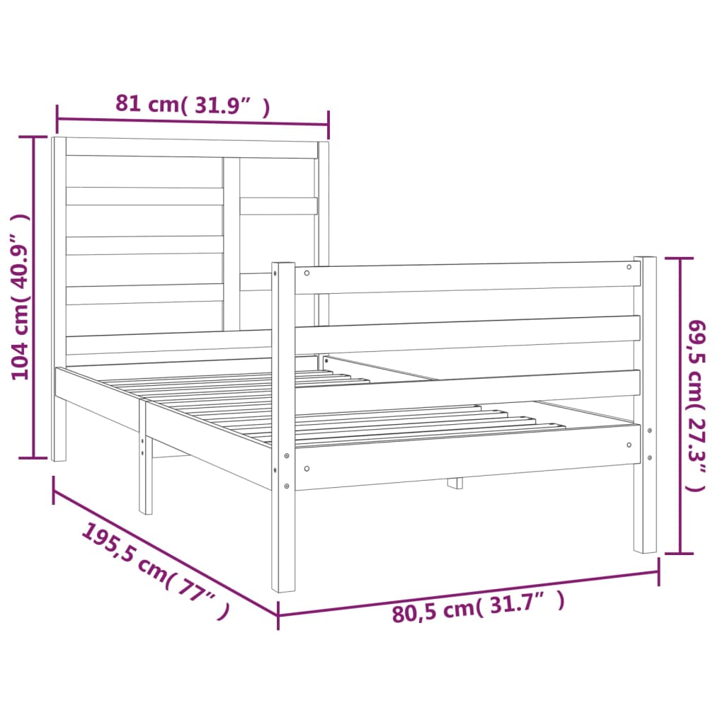 Sengeramme heltre 75x190 cm