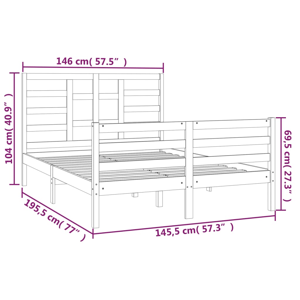 Sengeramme hvit heltre 140x190 cm