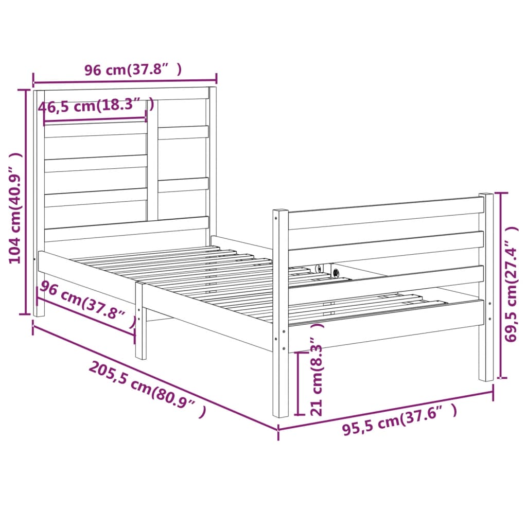 Sengeramme heltre 90x200 cm