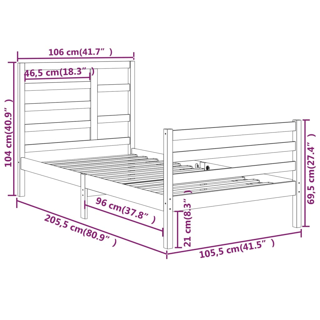 Sengeramme heltre 100x200 cm