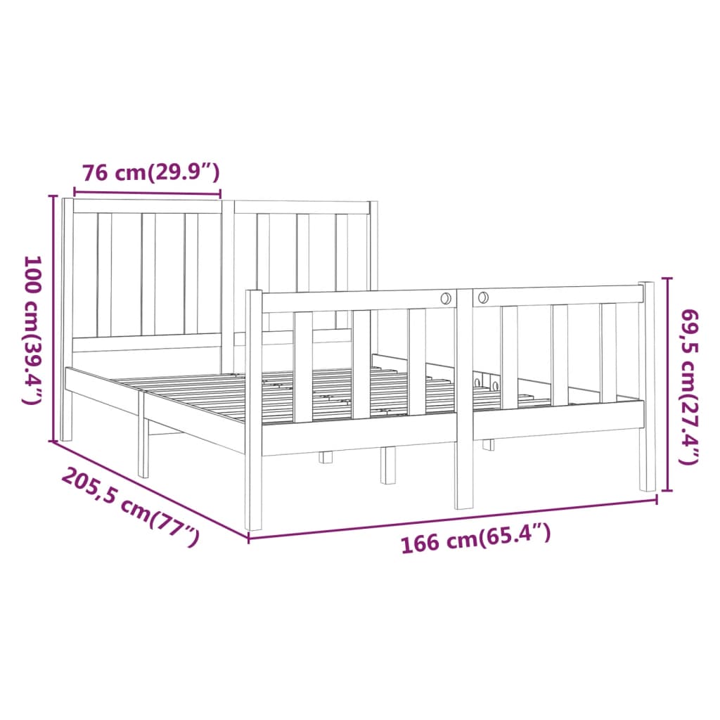 Sengeramme uten madrass 160x200 cm heltre furu